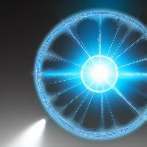 Prompt: blue circle of light, sci - fi, hologram