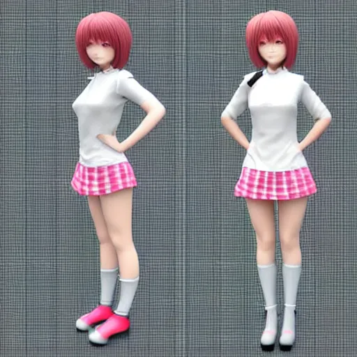 Prompt: 3D character model, 3D render, anime girl, cute, simple