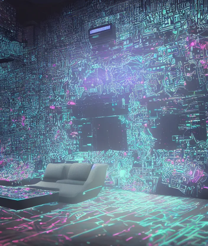 Image similar to japanese model cybernetic sofa with digital led skin, neon lighting, techno neon projector background, promotional photo, intricate details, ultra realistic, unreal engine 5, depth of field, bokeh, octane render