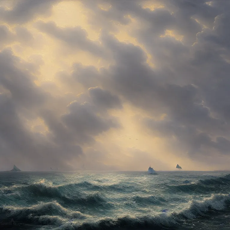 Image similar to a beautiful masterpiece painting of a seascape in a storm by juan gimenez, award winning, trending on artstation,