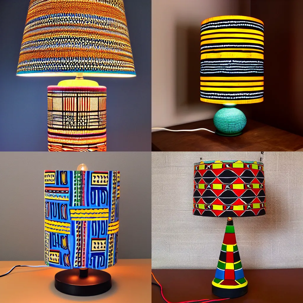 Prompt: table lamp ndebele pattern