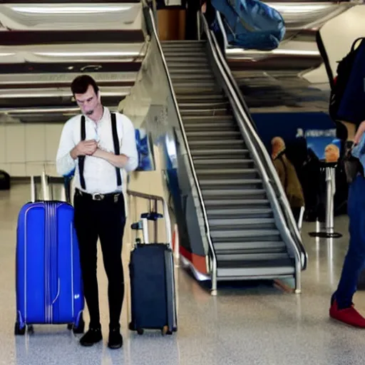 Image similar to a sad man longing for canada as he boards a plane for ireland