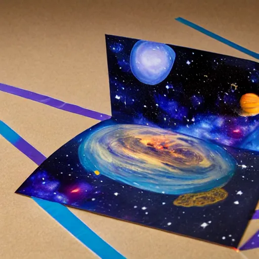 Prompt: Liminal space in outer space, Pop-up book