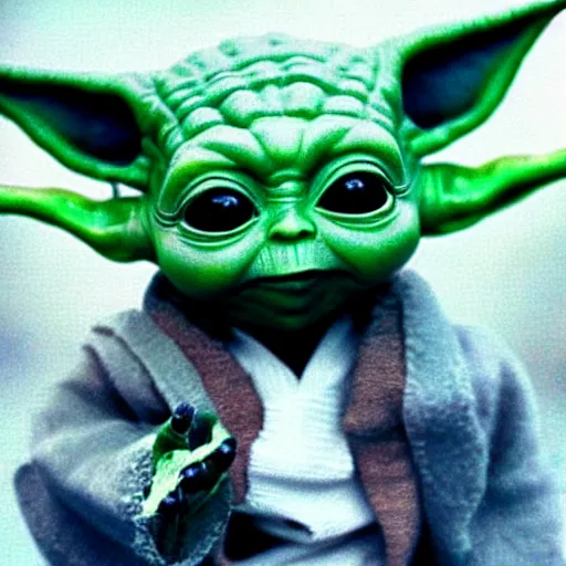 Prompt: baby yoda, by tim burton