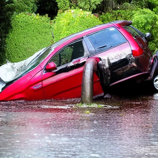 Prompt: car sinking