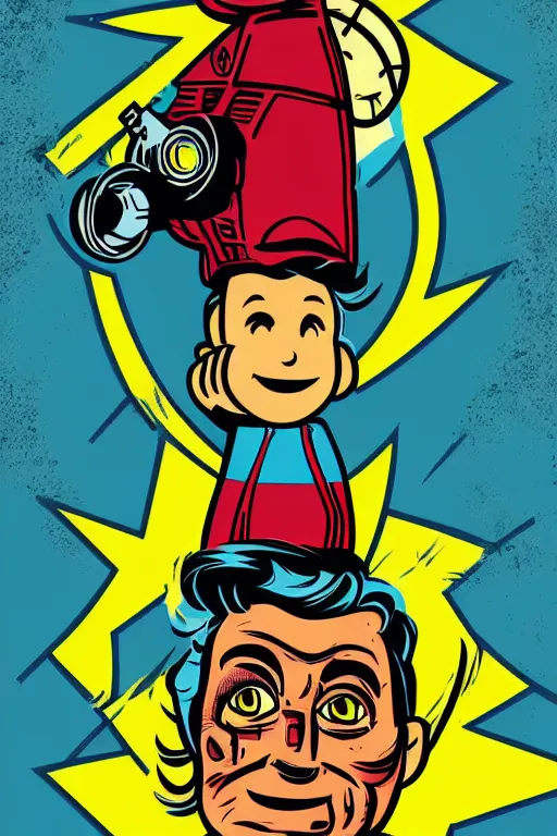 Image similar to fallout 7 6 retro futurist illustration art by butcher billy, sticker, colorful, illustration, highly detailed, simple, smooth and clean vector curves, no jagged lines, vector art, smooth andy warhol style