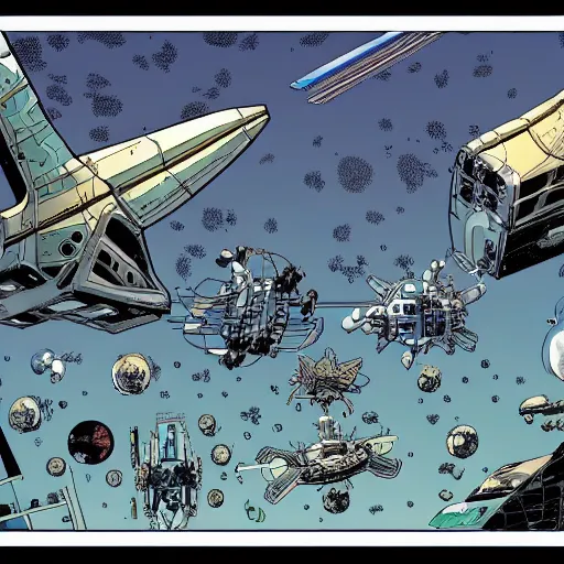 Image similar to orbital space settlement by Geoff Darrow