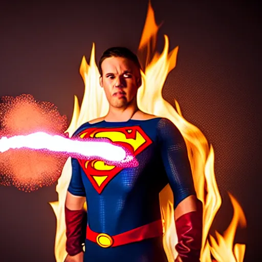 Image similar to photo of a superhero with fire powers