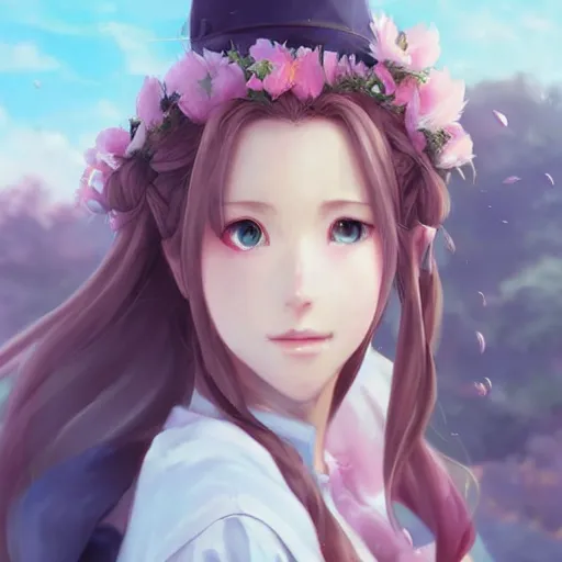 Image similar to high quality art of aerith gainsborough by WLOP, rossdraws, Logan Cure, Mingchen Shen, BangkuART, sakimichan, yan gisuka, JeonSeok Lee, zeronis, Chengwei Pan on artstation