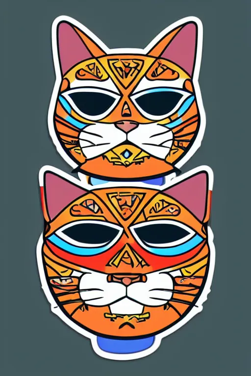 Image similar to Portrait of a cat as a Mexican wrestler in a mask, sticker, colorful, illustration, highly detailed, simple, smooth and clean vector curves, no jagged lines, vector art, smooth