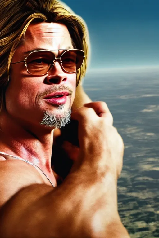 Prompt: brad pitt as an airplane, 8 k, award winning photograph, portrait, detailed face, highly - detailed