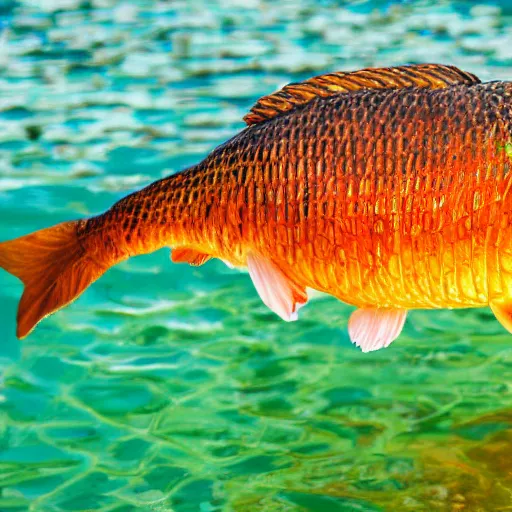 Prompt: carp in sunglasses, ultra realistic 4k , blue skies, portrait view