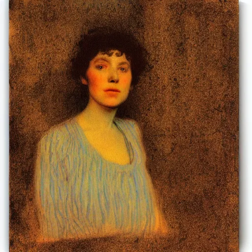 Image similar to a girl in a room, old polaroid by goya, by klimt, digital painting, strong lights, flat colors, pastel colors,