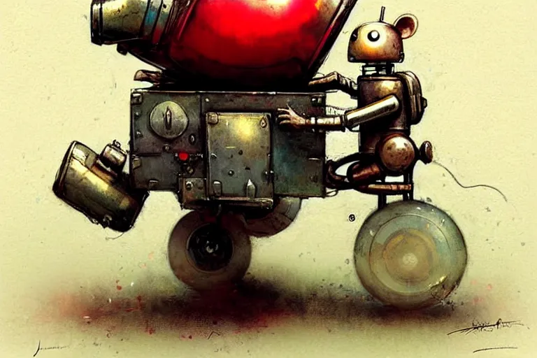 Prompt: adventurer ( ( ( ( ( 1 9 5 0 s retro future robot android mouse cart. muted colors. ) ) ) ) ) by jean baptiste monge!!!!!!!!!!!!!!!!!!!!!!!!! chrome red