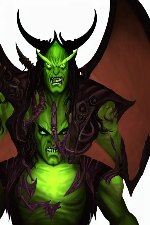 Image similar to illidan the demon hunter with band on his eyes that he sees through and demon wings from world of warcraft vector art