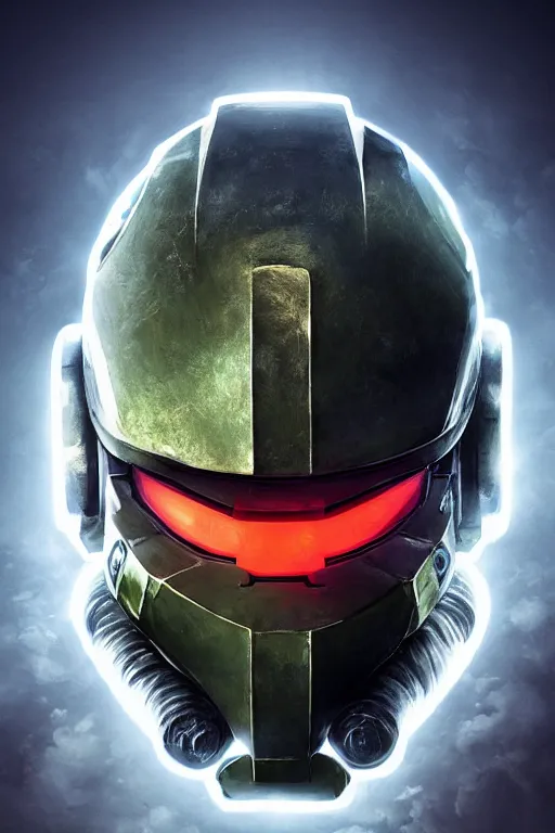 Image similar to robot ninja mask helmet halo master chief radiating a glowing aura global illumination ray tracing hdr fanart arstation by ian pesty and katarzyna da „ bek - chmiel