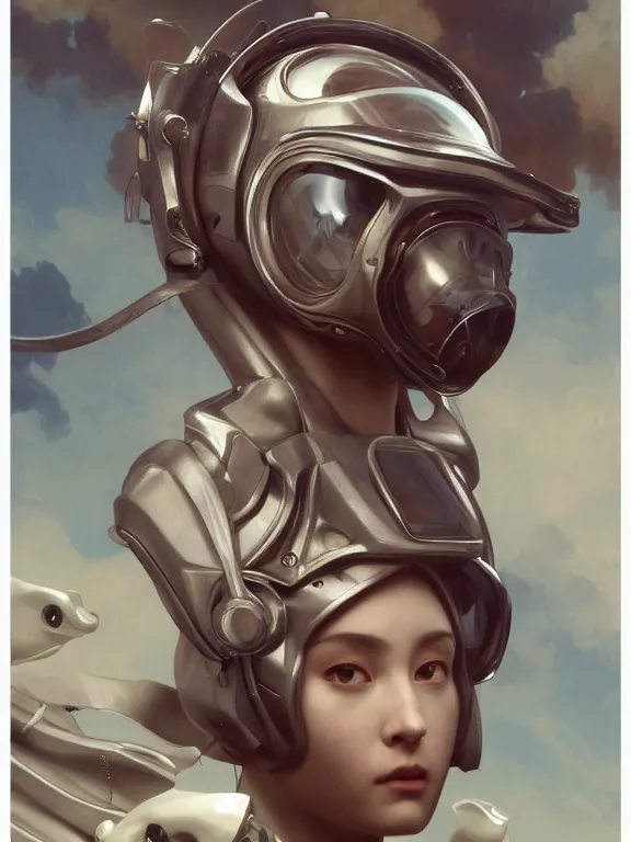 Image similar to Full shot of a 1970s squid monster astronaut defined facial features, symmetrical facial features. By Ruan Jia and Artgerm and Range Murata and WLOP and Ross Tran and William-Adolphe Bouguereau. Key Art. Fantasy Illustration. award winning, Artstation, intricate details, realistic, Hyperdetailed, 8k resolution.