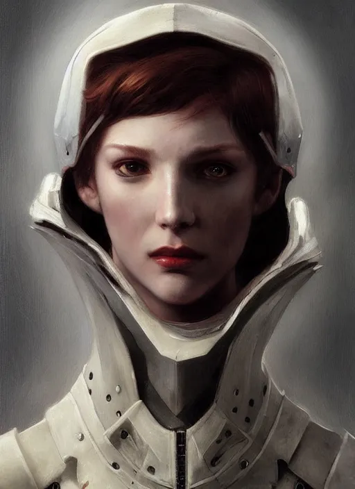 Prompt: portrait demon half human, elegant, wearing a bomber jacket, armor, hyper realistic, whitehorns, extremely detailed, dnd character art portrait, fantasy art,, dramatic lighting, vivid colors, deviant art, artstation, by edgar maxence and caravaggio and michael whelan and delacroix, lois van baarle and bouguereau