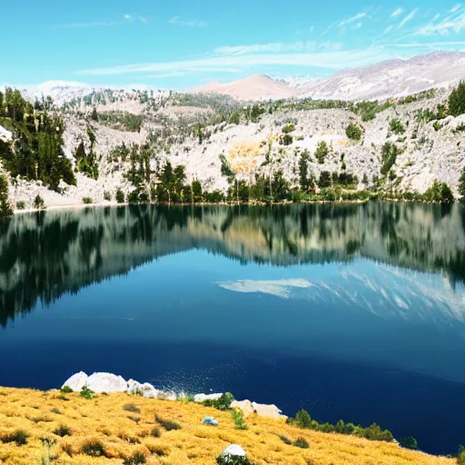 Image similar to beautiful lake in a valley in the sierra nevada mountains