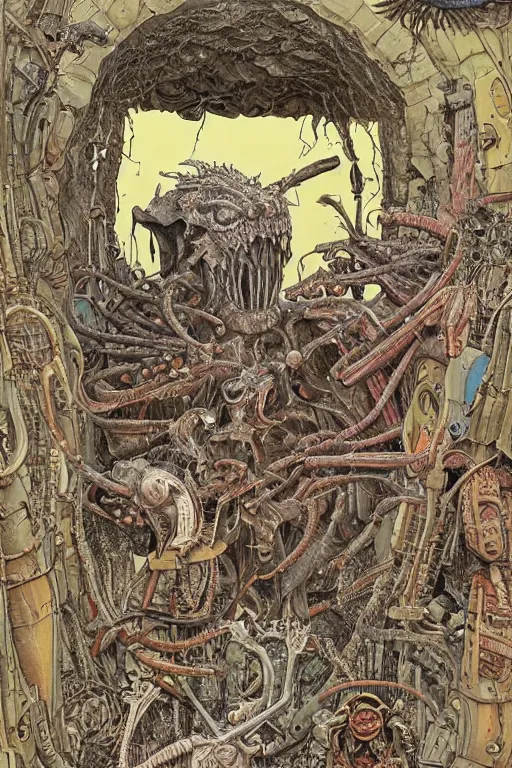 Image similar to a doorway to an impossible dream beyond comprehension, very very detailed painting by geof darrow and greg rutowski and hr giger