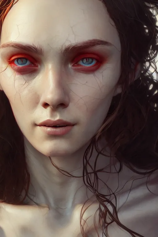 Prompt: Wanda Maximoff, au naturel, hyper detailed, digital art, trending in artstation, cinematic lighting, studio quality, smooth render, unreal engine 5 rendered, octane rendered, art style by klimt and nixeu and ian sprigger and wlop and krenz cushart