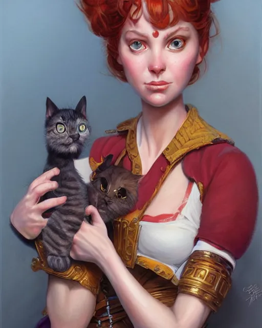 Image similar to lady misfortune the cat | highly detailed | from the pixar film sneaky cats | very intricate | cinematic lighting | award - winning | closeup portrait | by donato giancola and mandy jurgens and charlie bowater | featured on artstation