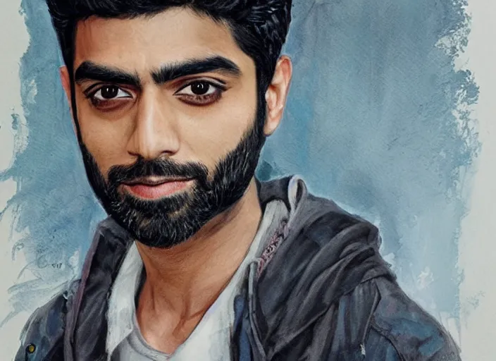 Image similar to a highly detailed beautiful portrait of ravi from ( izombie ) rahul kohli, james gurney, james jean