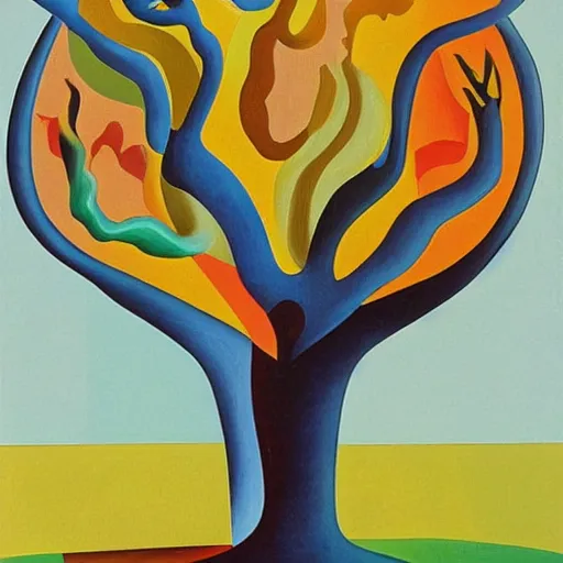 Prompt: Cubism painting of a tree, masterpiece, in the style of Salvador Dalí