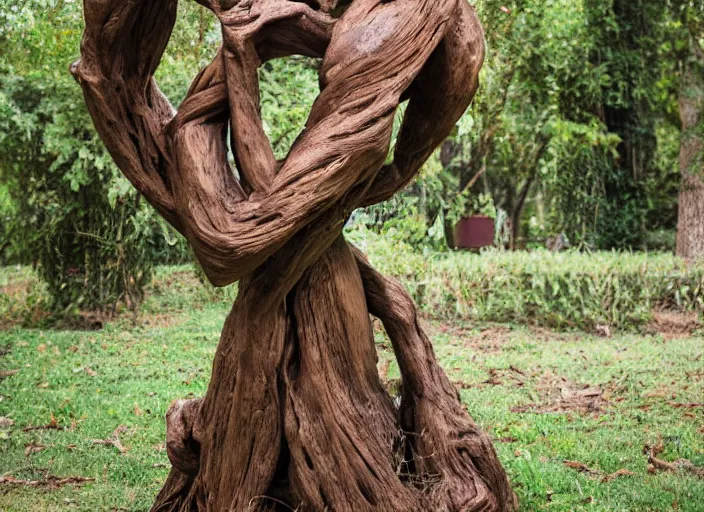 Image similar to dslr esculpture made from roots interwovem in the shape of a woman, 8 5 mm f 1. 8