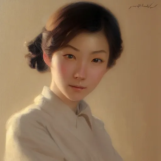 Image similar to detailed portrait of japanese girl, spring light, painting by aramaki, shinji, craig mullins, j. c. leyendecker