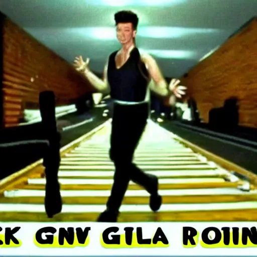 Image similar to rick roll, never gonna let you down, music video