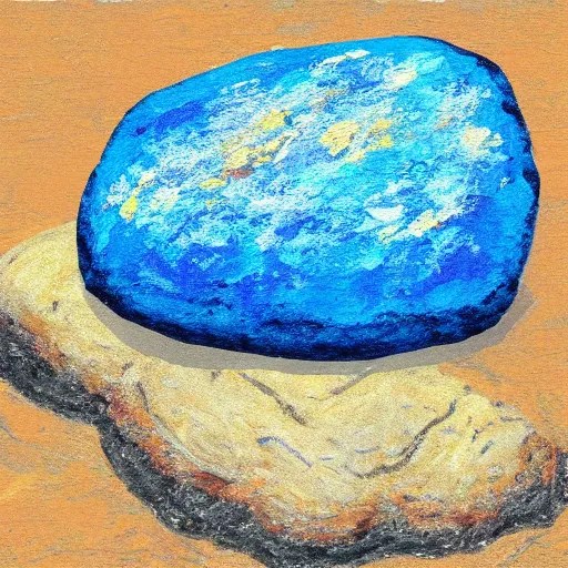Image similar to an aisolated rock made of nostalgia, hard brush painting