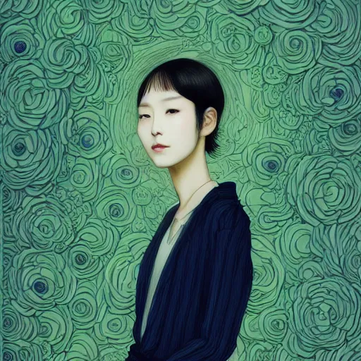 Image similar to the portrait of an unbelievably beautiful, elegant, and sophicated young yoo seung ok partially made of broccoli, an ultrafine detailed illustration by james jean, intricate linework, bright colors, final fantasy, behance contest winner, vanitas, angular, altermodern, unreal engine 5 highly rendered, global illumination, radiant light, detailed and intricate environment