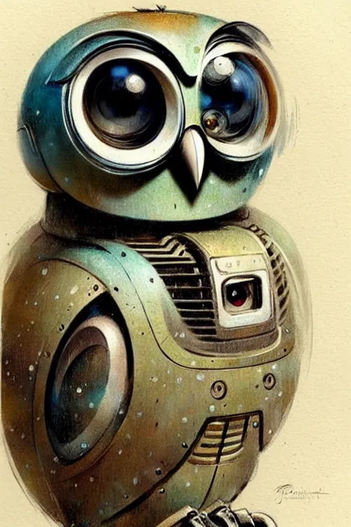 Image similar to (((((1950s robot owl . muted colors.))))) by Jean-Baptiste Monge !!!!!!!!!!!!!!!!!!!!!!!!!!!