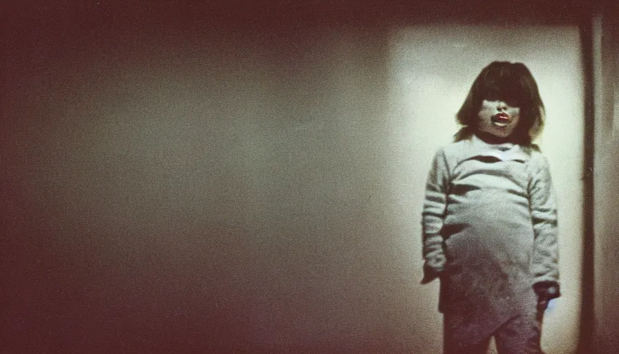 Prompt: 7 0 s film still from a horror movie about a child trapped in a basement, kodachrome, cinecolor, cinestill, film grain, film texture, retro, cinematic, high resolution, photorealism,
