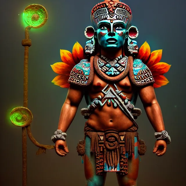 Prompt: epic professional digital art of an Aztec god Garden gnome, best on artstation, breathtaking, epic, stunning, gorgeous, much detail, much wow, cgsociety, wlop, pixiv, behance, deviantart, masterpiece, UHD, 8K