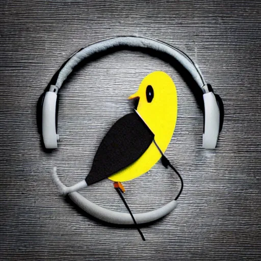 Image similar to a bird wearing headphones