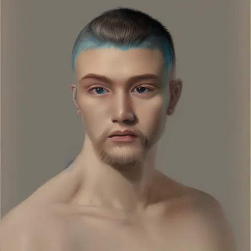 Image similar to white skin blonde blued Serbian man, painting by Zhang Linhai , artstation, 4k