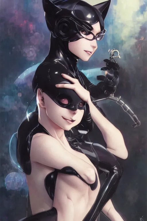 Image similar to anime key visual of a beautiful female, catwoman, cinematic, stunning, highly detailed, digital painting, artstation, smooth, hard focus, illustration, art by artgerm and greg rutkowski and alphonse mucha, aniplex