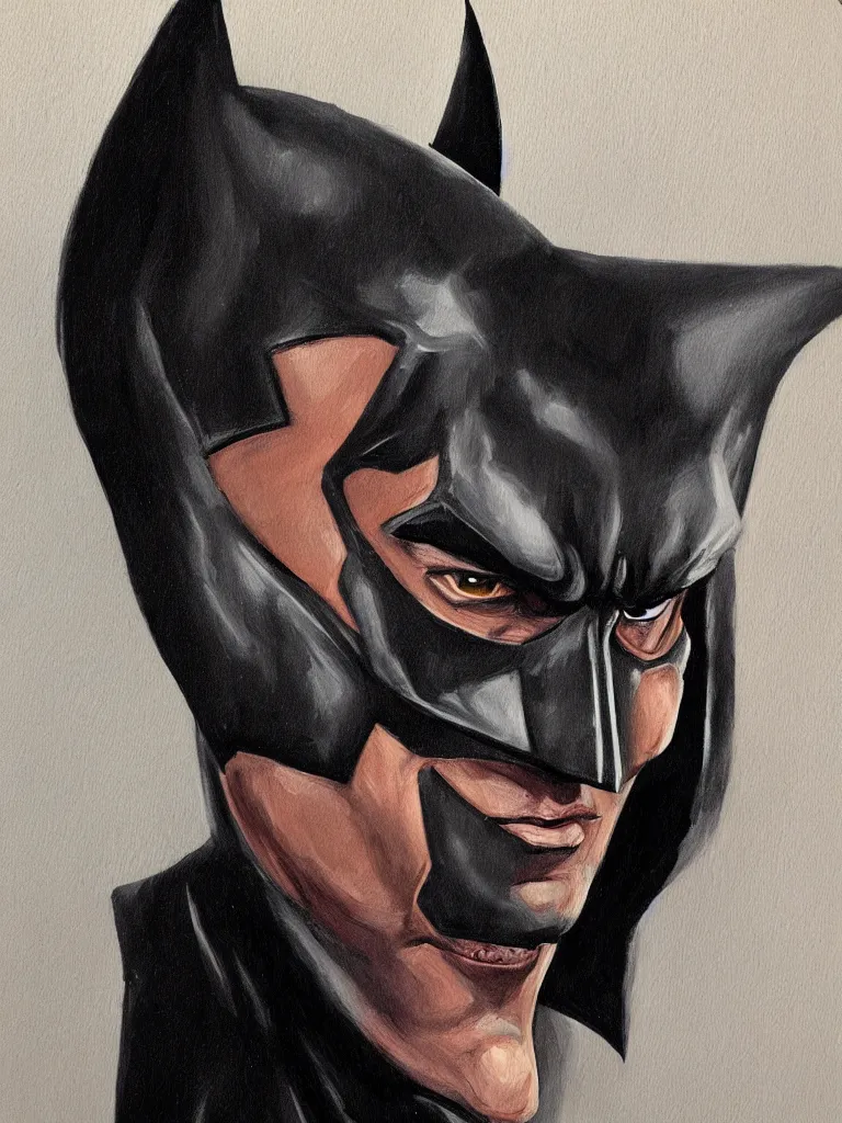 Image similar to a portrait painting of the batman