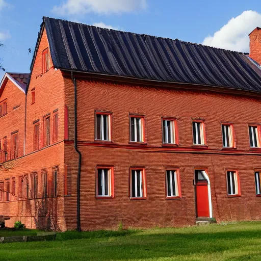 Prompt: 1 8 8 6 big german farmhouse, red bricks, hannover, lower saxony