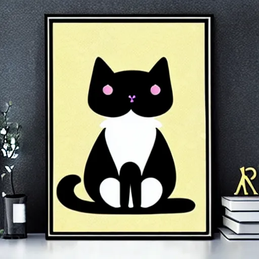 Image similar to Kawaii anime cute cat, art poster graphic