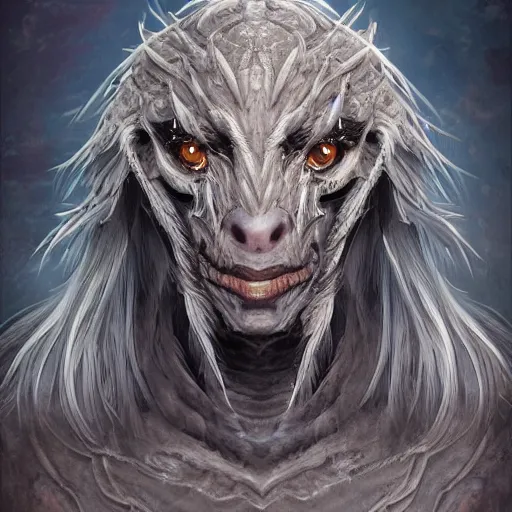 Image similar to a highly detailed headshot portrait of a fantasy creature concept art