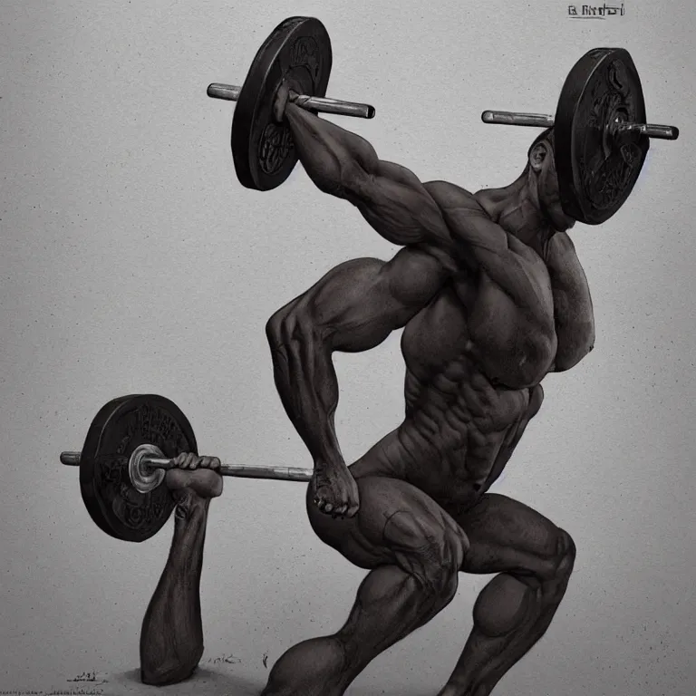 Image similar to weight lifter, 3 d render, dark art, highly detailed, intricate, artgerm, greg rutkowski