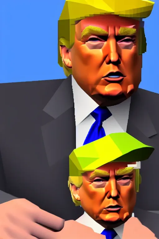 Image similar to donald trump in a low poly nintendo 6 4 game, renderware