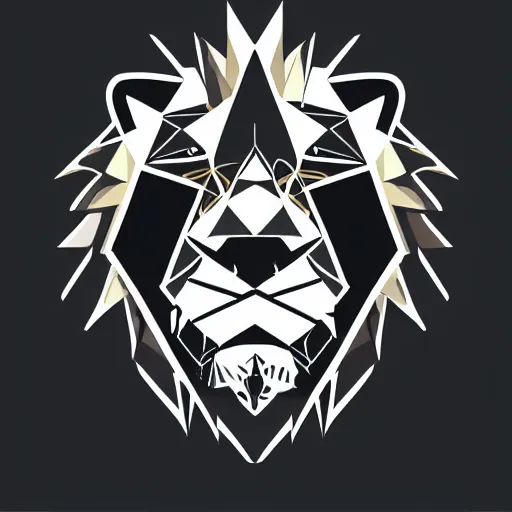 Prompt: Lion logo by Tristan Eaton, geometric, vector, symmetrical, minimalism, trending dribbble, behance