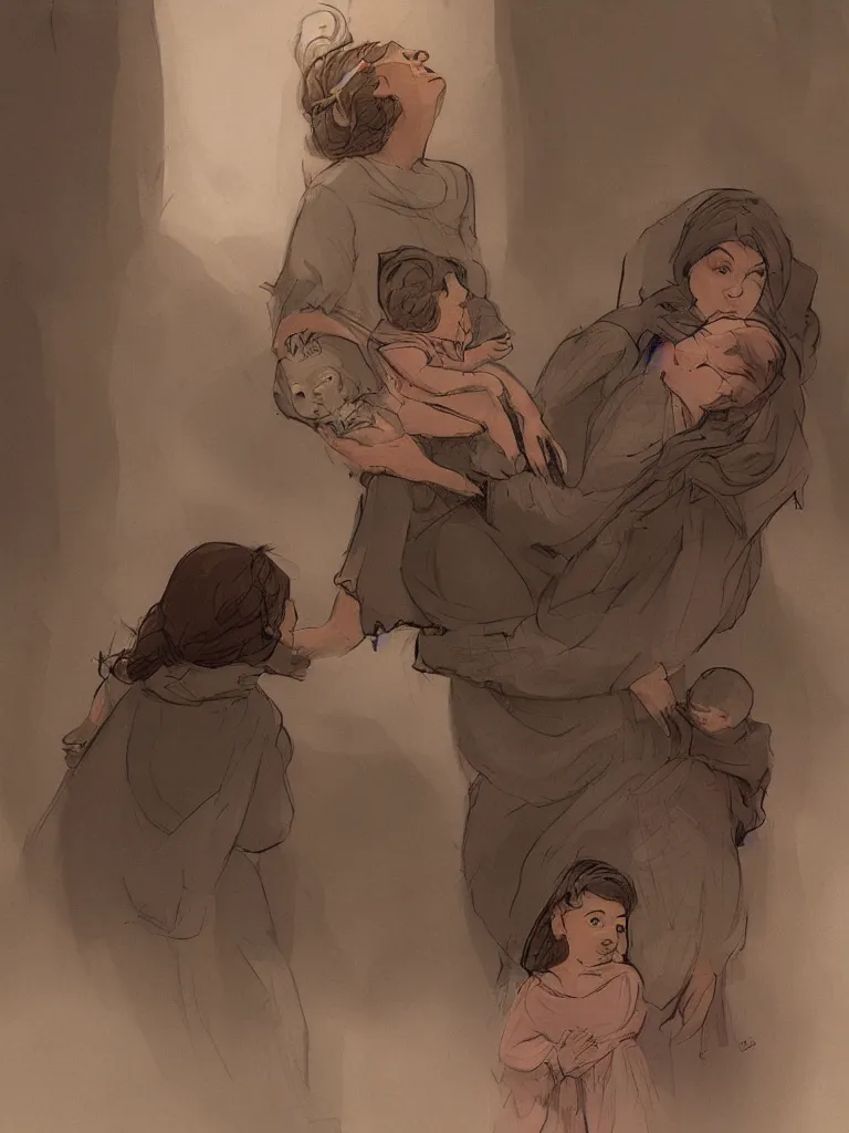 Image similar to mother by Disney Concept Artists, blunt borders, rule of thirds