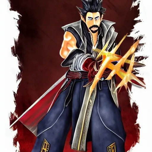 Image similar to Auron from Final Fantasy X played by Robert Downy Jr