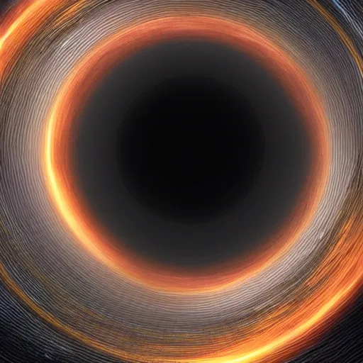 Image similar to apple falls into black hole becoming warped and stretched