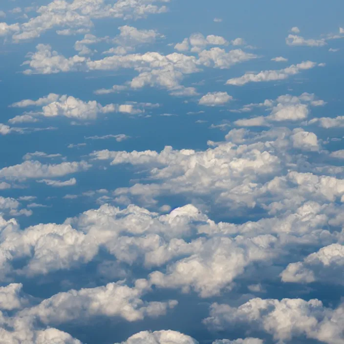 Image similar to Endless clouds towering high, seen from a plane, no ground visible, very detailed, 8k resolution, pale yellow hue with brown shadows